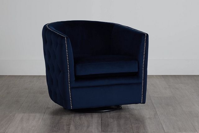 Naomi Dark Blue Micro Swivel Accent Chair