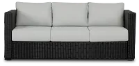 Montecito Black Sofa With Light Blue Cushions