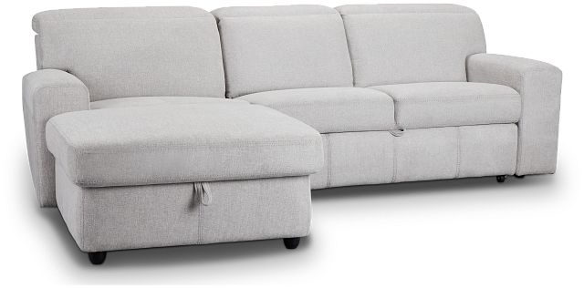 Callum Light Gray Storage Small Left Chaise Sleeper Sectional