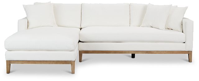 Emma White Fabric Left Chaise Sectional