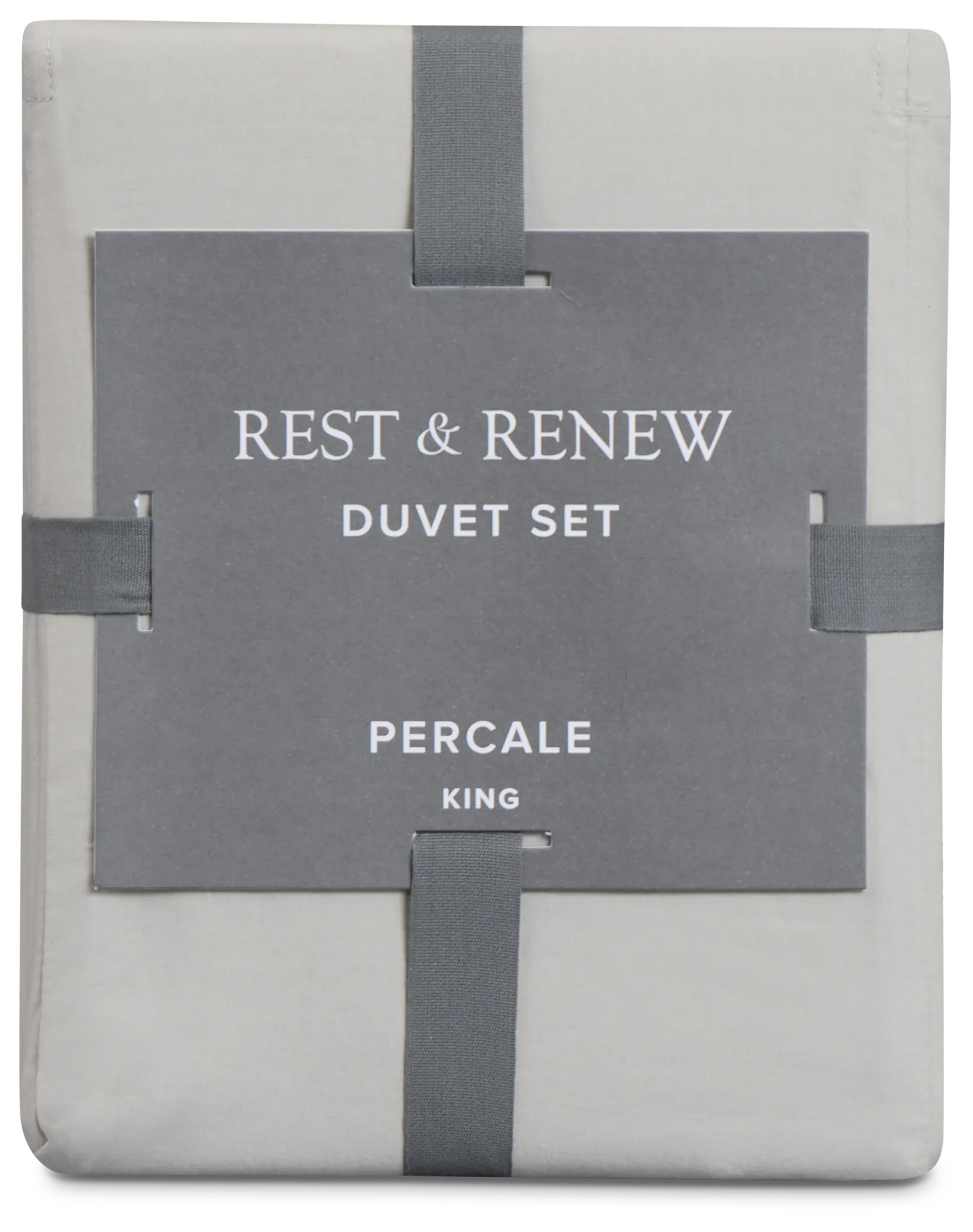 Rest & Renew Percale Cotton Gray 200 Thread Duvet Set