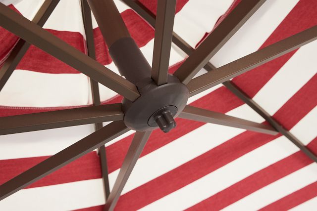 Grenada Red Stripe Cantilever Umbrella Set