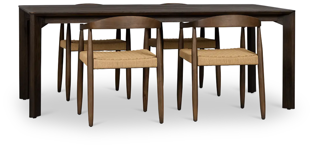 Santorini Dark Tone Rect Table & 4 Curved Chairs Santorini Dark Tone Rect Table & 4 Curved Chairs