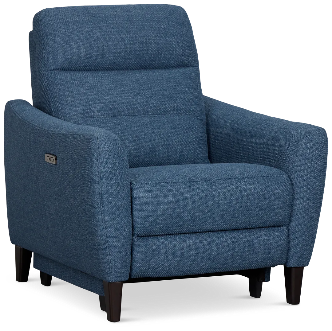Keaton Blue Fabric Power Recliner With Power Headrest