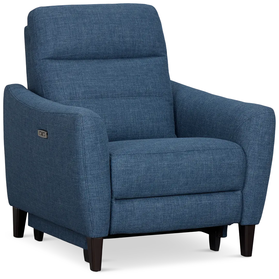 Keaton Blue Fabric Power Recliner With Power Headrest Keaton Blue Fabric Power Recliner With Power Headrest