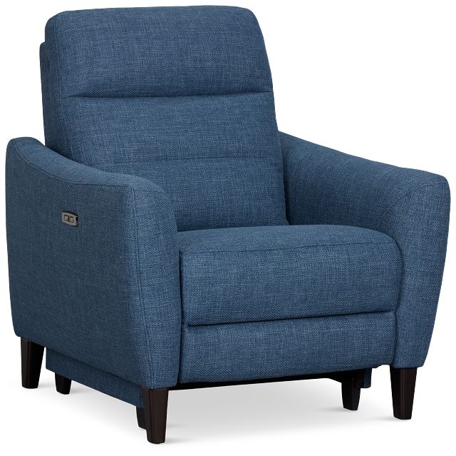 Keaton Blue Fabric Power Recliner With Power Headrest