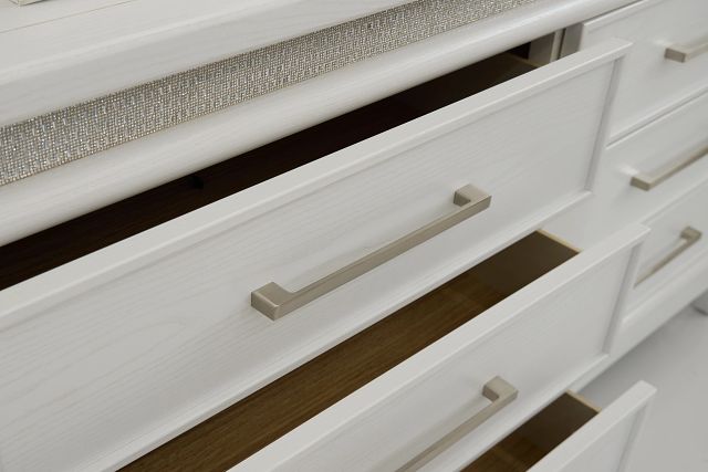 Alessandria White Lighted Dresser & Mirror