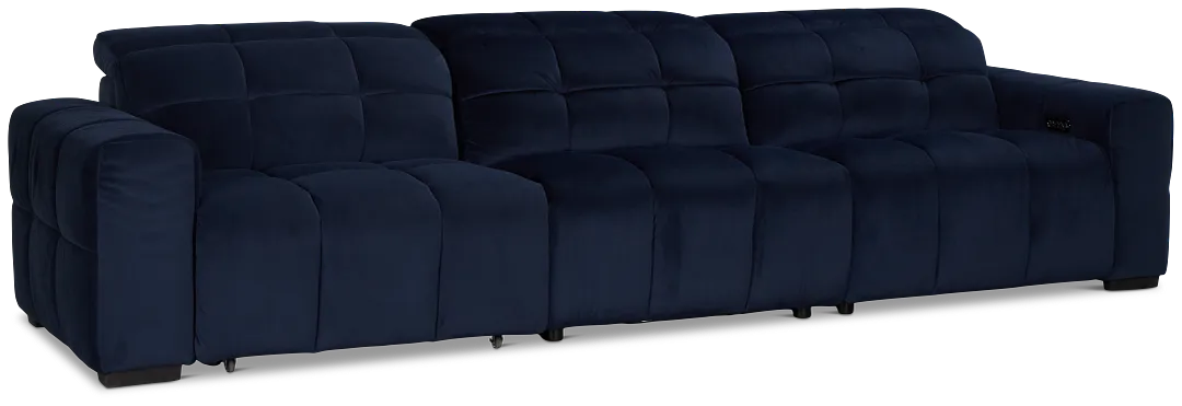 Gemma Navy Velvet Left Chaise Power Reclining Sectional