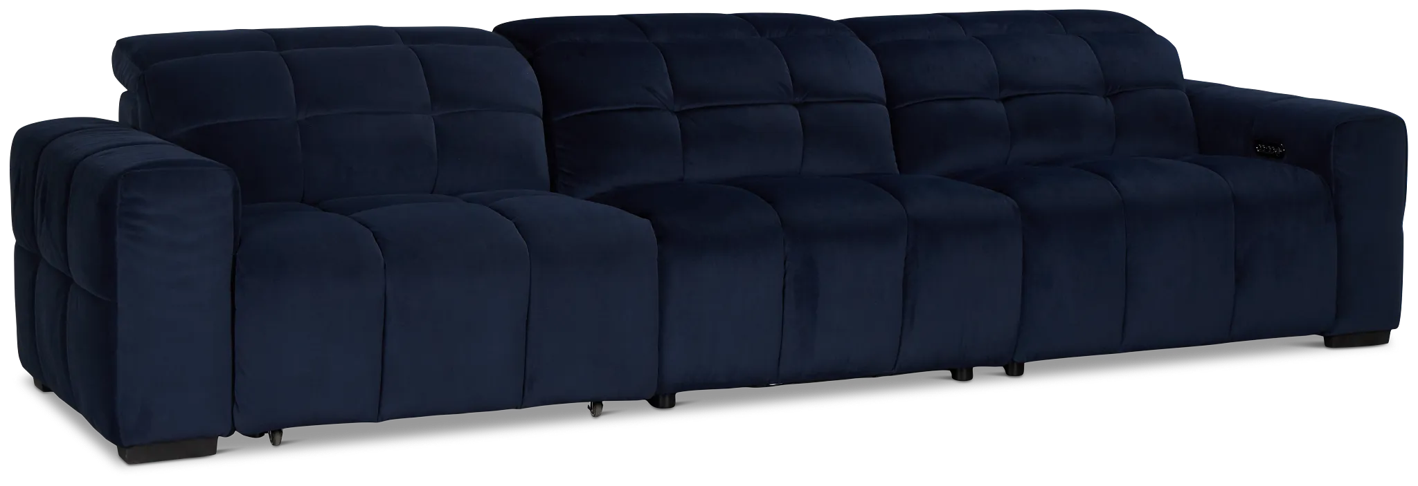 Gemma Navy Velvet Left Chaise Power Reclining Sectional