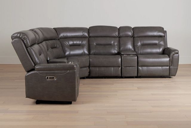 Toby2 Dark Taupe Micro Large Dual Power Reclining Two-arm Sectional