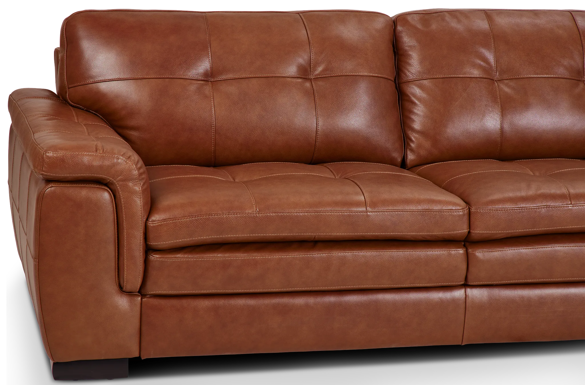 Braden Medium Brown Leather Small Right Chaise Sectional