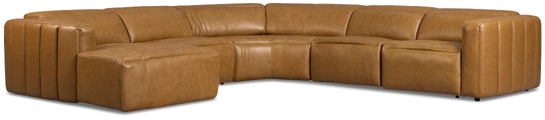 Jace Medium Brown Lthr/vinyl Small Dual Power Left Chaise Sectional