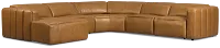 Jace Medium Brown Lthr/vinyl Small Dual Power Left Chaise Sectional