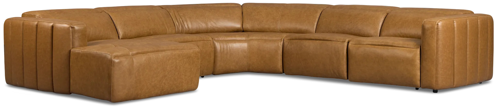 Jace Medium Brown Lthr/vinyl Small Dual Power Left Chaise Sectional