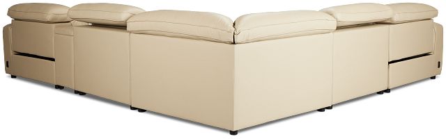 Tidal Beige Lthr/vinyl Medium Dual Power 2-arm Reclining Sectional