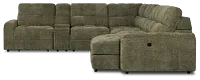 Hendrix Green Fabric Large Triple Power Right Extension Chaise Sectional