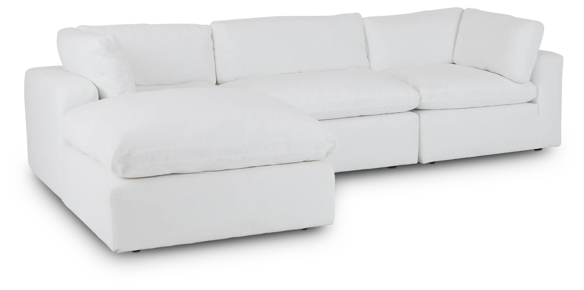 Grant White Fabric 4-piece Bumper Sectional