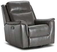 Aiden Dark Gray Leather Swivel Glider Recliner