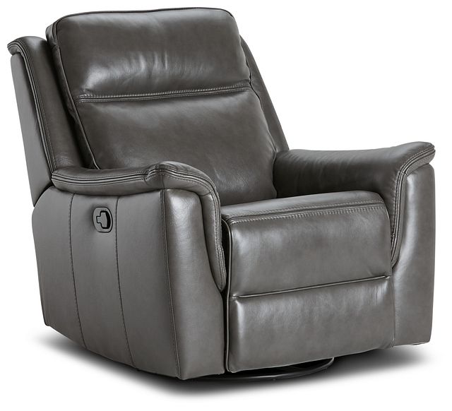 Aiden Dark Gray Leather Swivel Glider Recliner