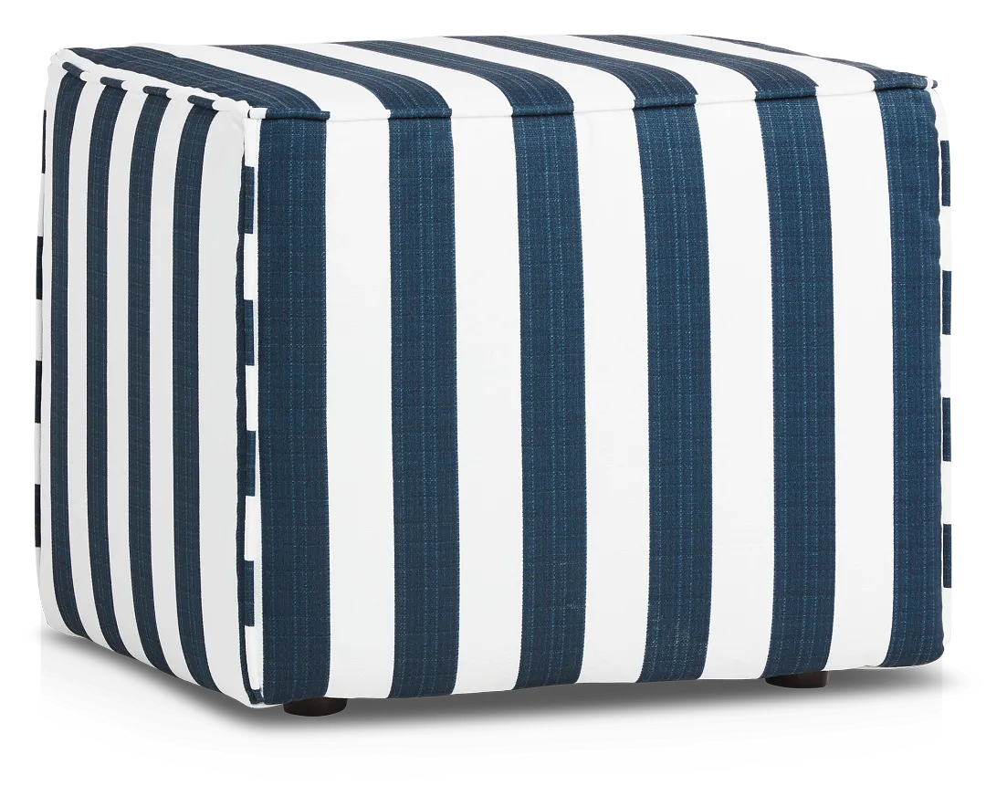 Stripe Blue Stripe Indoor/outdoor Accent Ottoman