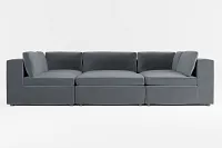Destin Joya Gray Velvet 6-piece Pit Sectional