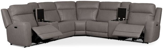 Colton Light Gray Micro Large Dual Power Reclining Two-arm Sectional