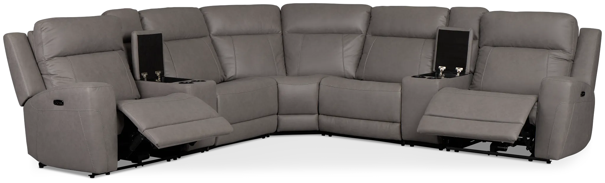 Colton Light Gray Micro Large Dual Power Reclining Two-arm Sectional
