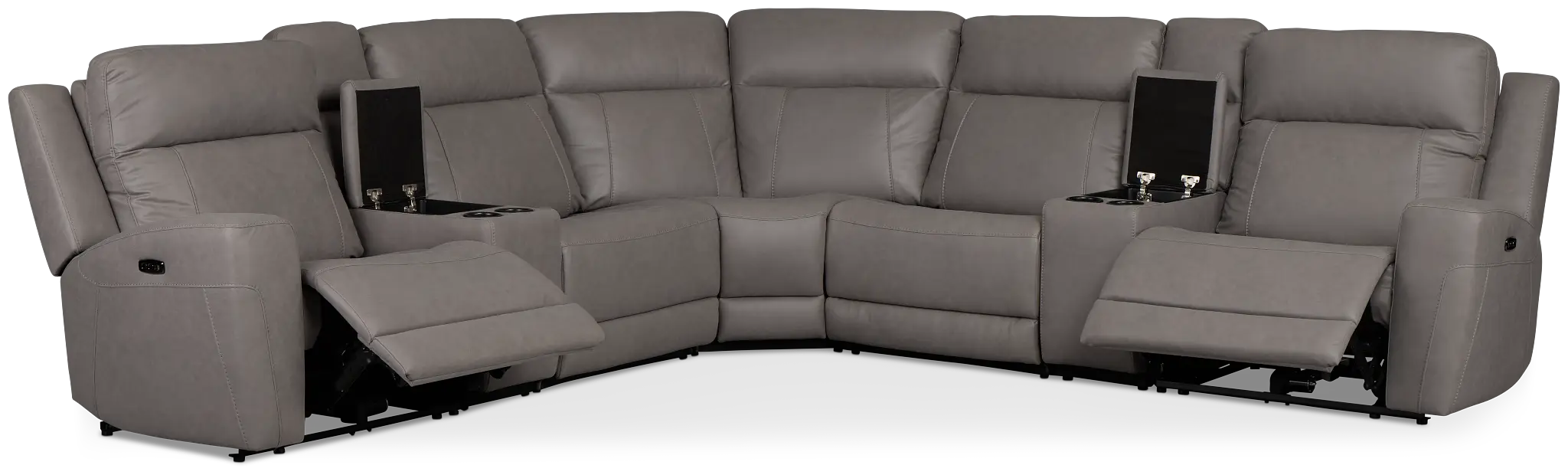 Colton Light Gray Micro Large Dual Power Reclining Two-arm Sectional Colton Light Gray Micro Large Dual Power Reclining Two-arm Sectional