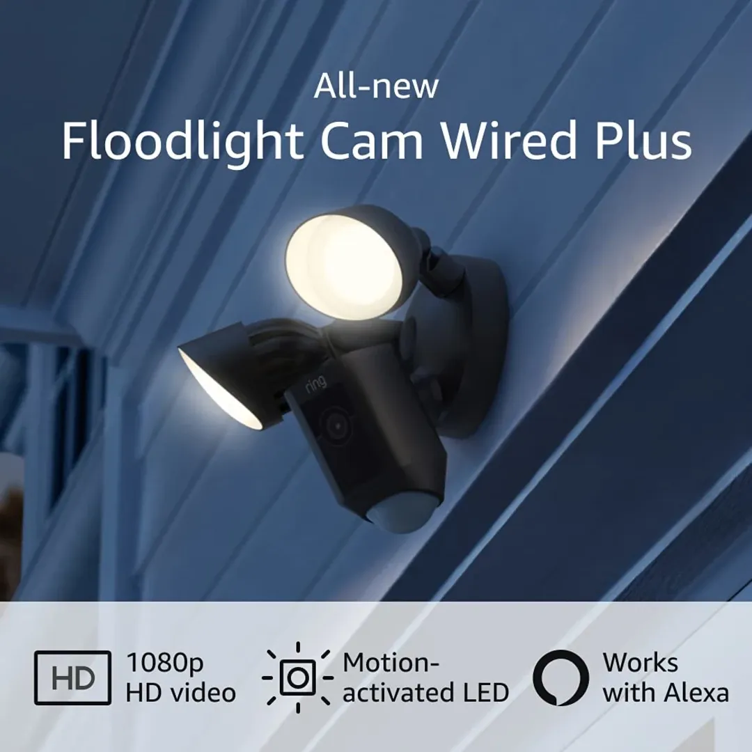 Ring Floodlight Cam Plus Wired Black Outdoor Security Cameras