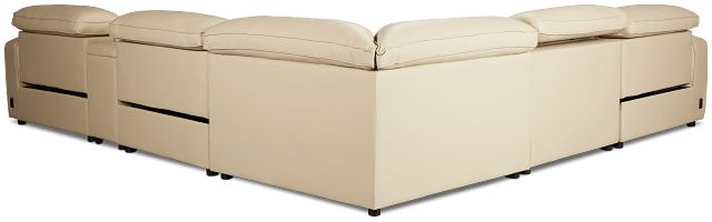 Tidal Beige Lthr/vinyl Medium Triple Power 2-arm Sectional