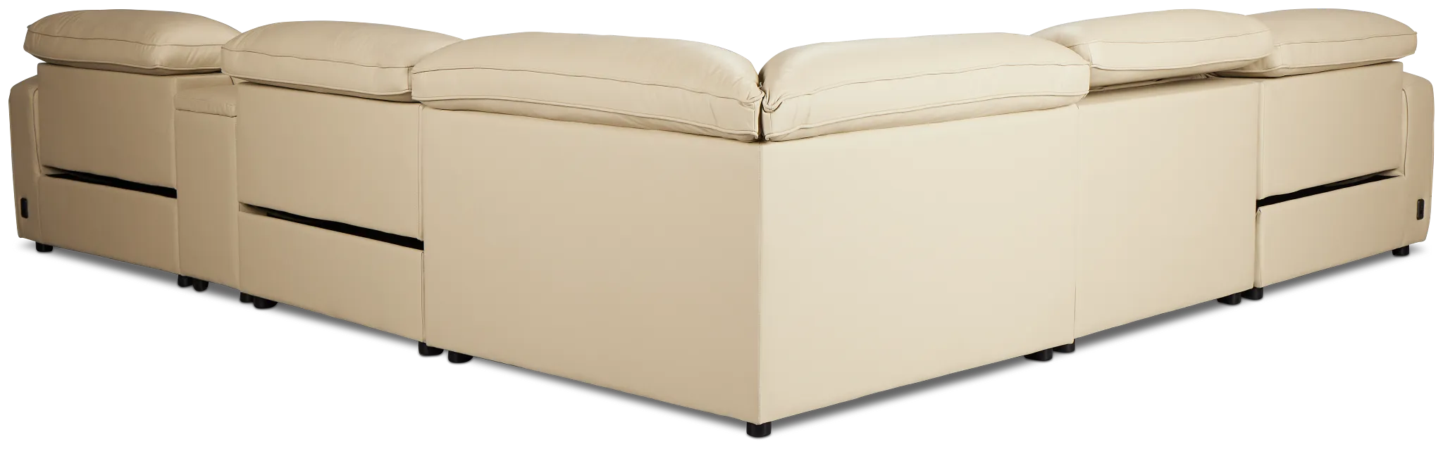 Tidal Beige Lthr/vinyl Medium Triple Power 2-arm Sectional