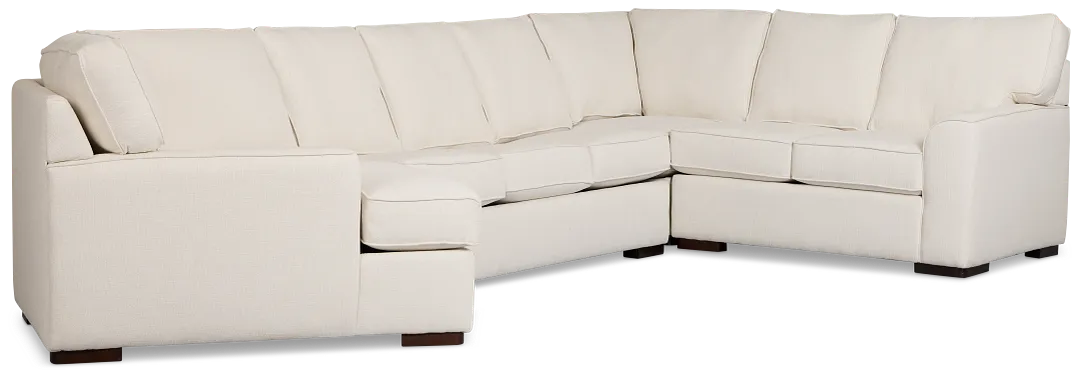 Sinclair Light Beige Fabric Left Cuddler Cooling Memory Foam Sectional