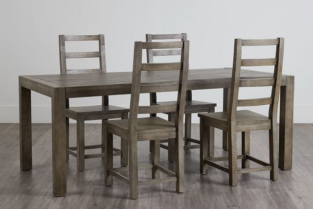 Seattle Gray Rect Table & 4 Wood Chairs
