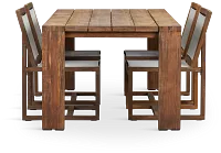 Linear Teak 70" Teak Table & 4 Teak Sling Side Chairs