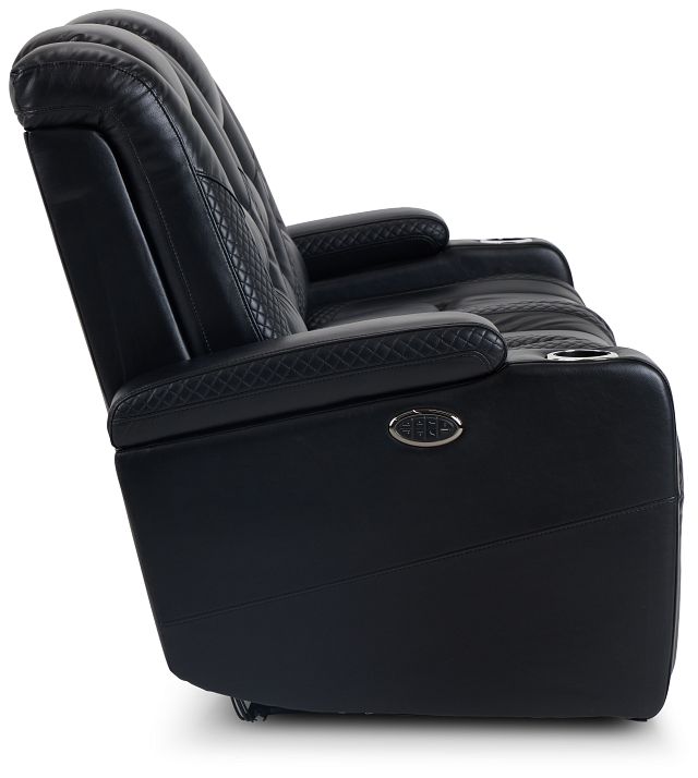 Troy Black Micro Power Reclining Sofa