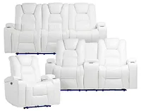 Troy White Micro Power Reclining Living Room