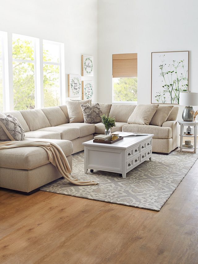 Alpha Beige Fabric Medium Right Chaise Sectional