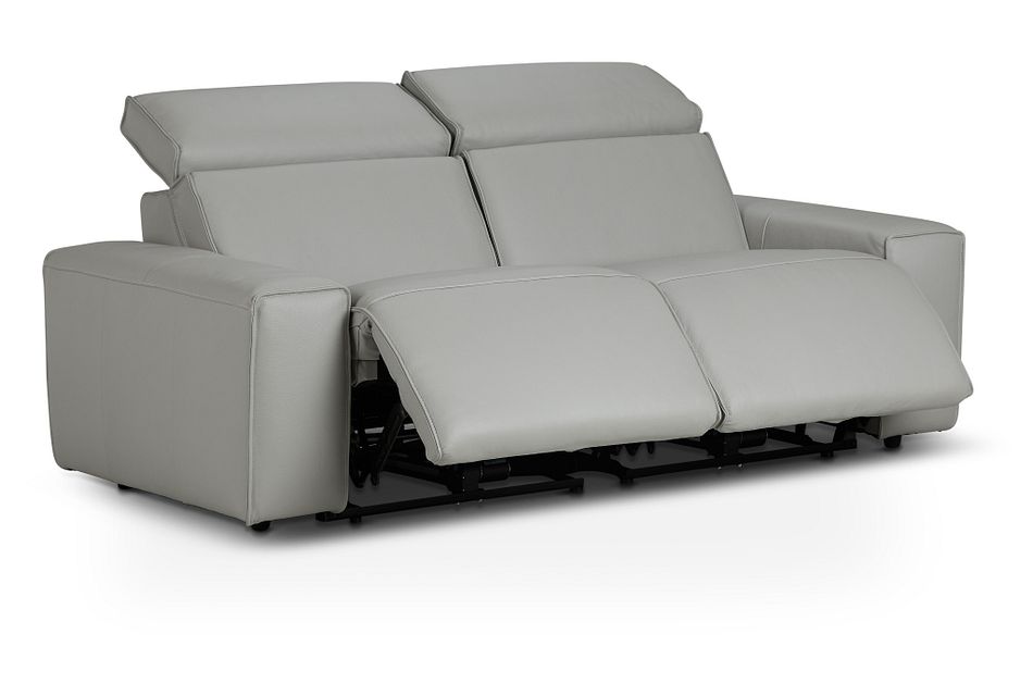 Carmelo Gray Leather Power Reclining Sofa