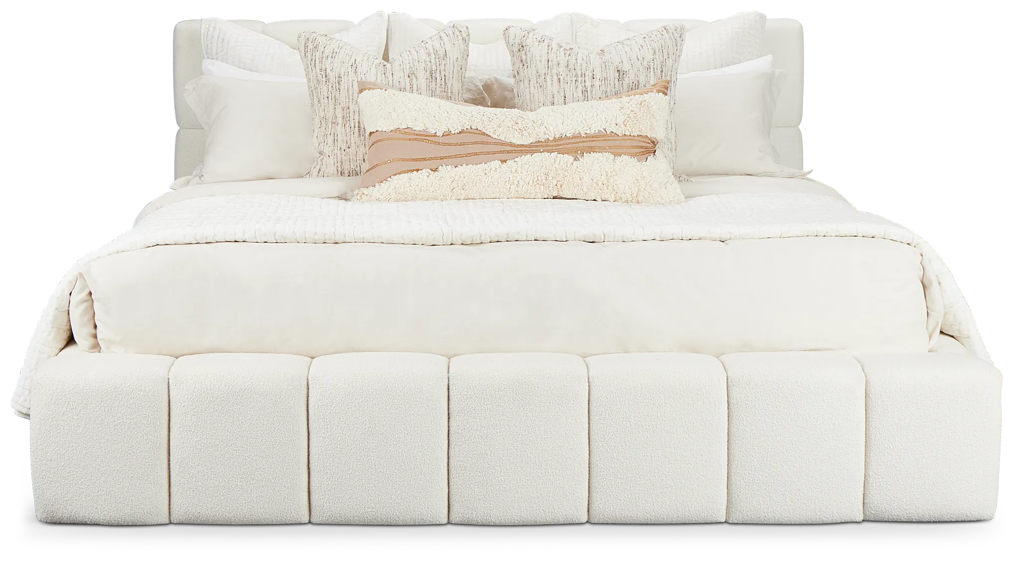 Malibu Light Beige Tufted Platform Bed