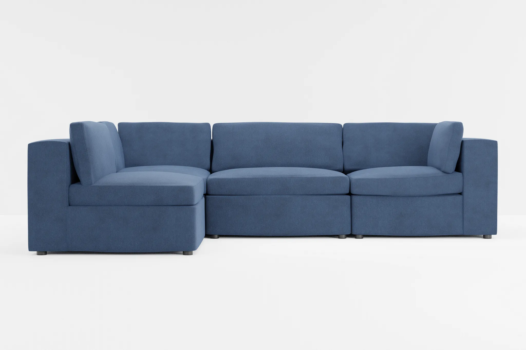 Destin Revenue Dark Blue Fabric 4-piece Modular Sectional