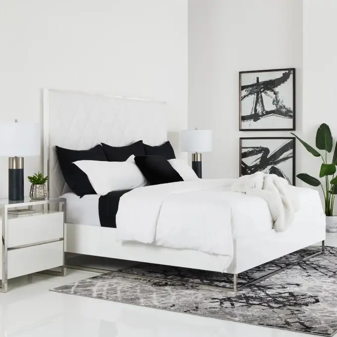 White Upholstered Platform Bed