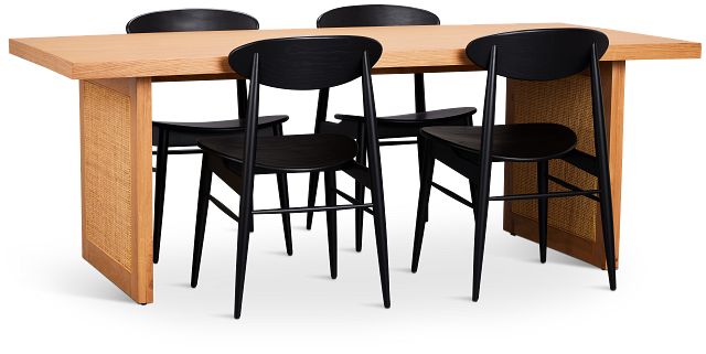 Brisbane Light Tone Rectangular Table & 4 Wood Chairs