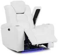 Troy White Micro Power Recliner With Power Lumbar