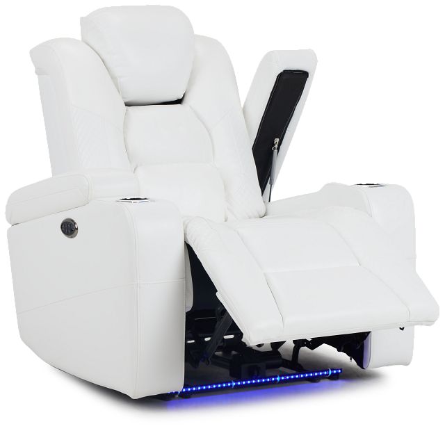 Troy White Micro Power Recliner With Power Lumbar