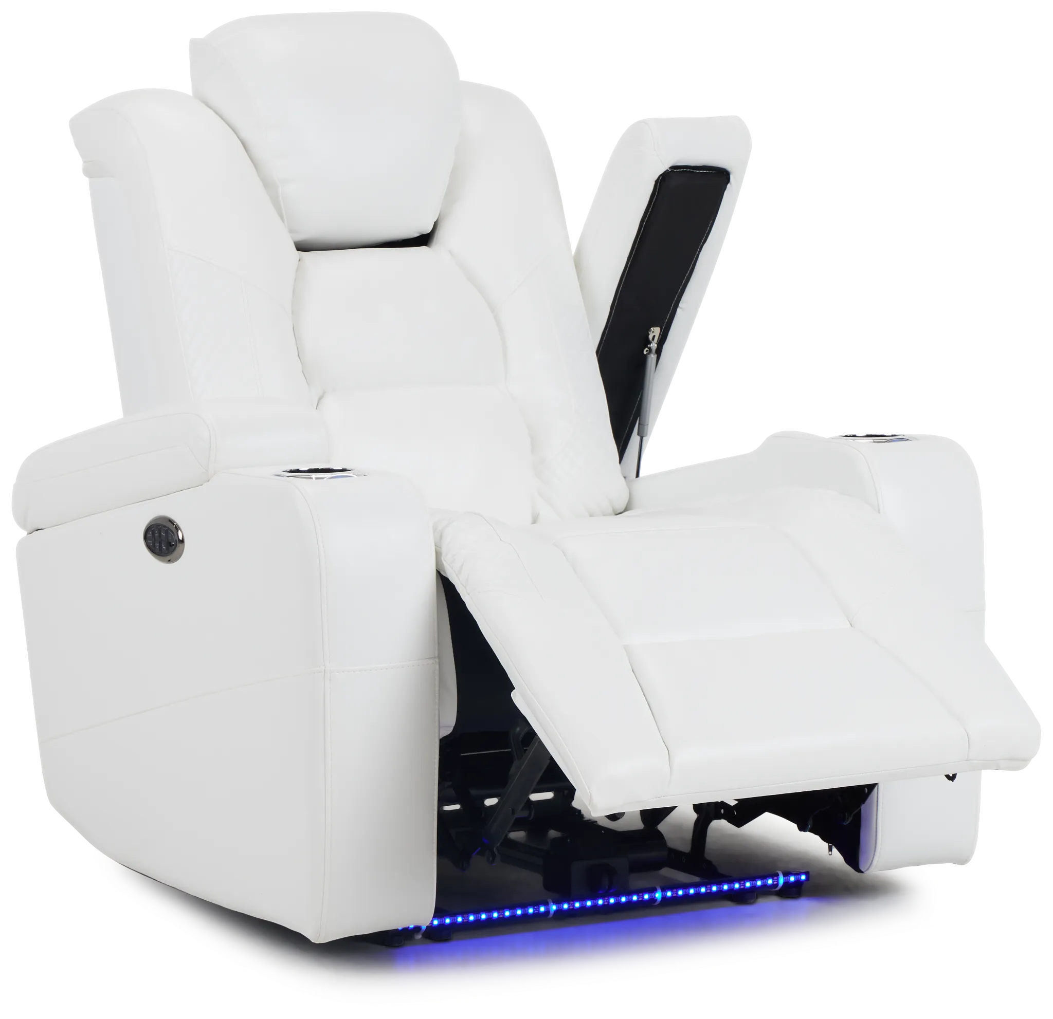 Troy White Micro Power Recliner With Power Lumbar
