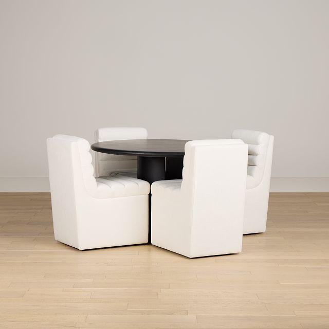 Soho Black Round Table & 4 Upholstered Chairs
