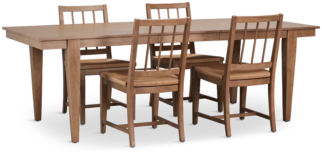 Provo Mid Tone Rect Table & 4 Woven Chairs