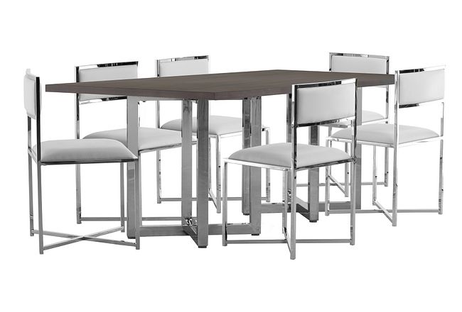 Amalfi White Wood Rectangular Table & 4 Metal Chairs