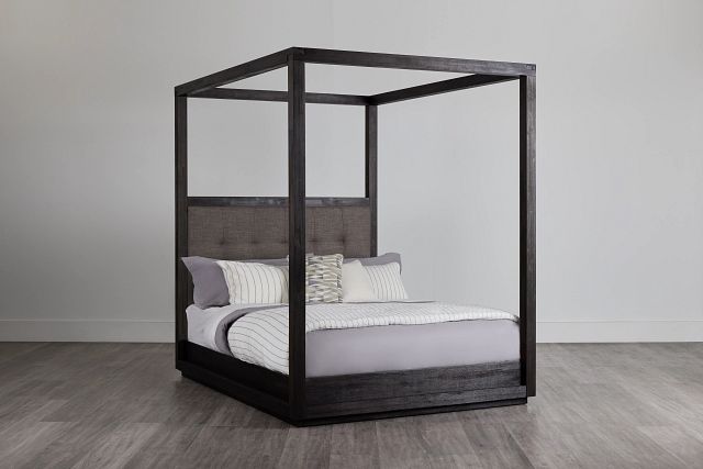 Madden Gray Fabric Canopy Bed
