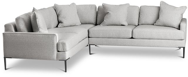 Morgan Light Gray Fabric Small Right 2-arm Sectional W/ Metal Legs